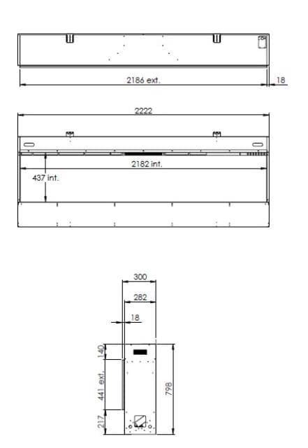 Chimenea eléctrica vapor Faber Sensación E-Slim Linear 2200/450 I (Frontal) - Imagen 2