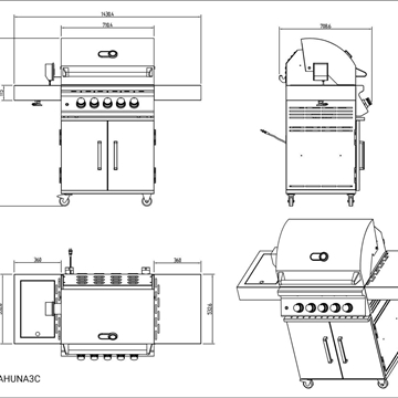 Barbacoa de gas Tahuna 3 con carro - Imagen 2