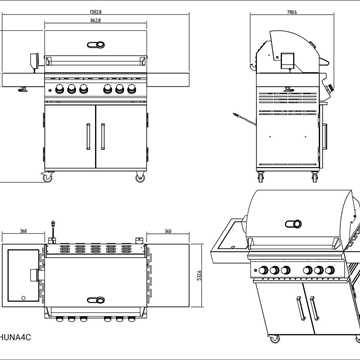 Barbacoa de gas Tahuna 4 con carro - Imagen 2