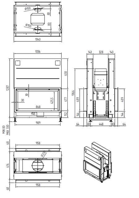 Chimenea de leña Argento 1050 DH Basic (doble cara) - Imagen 2