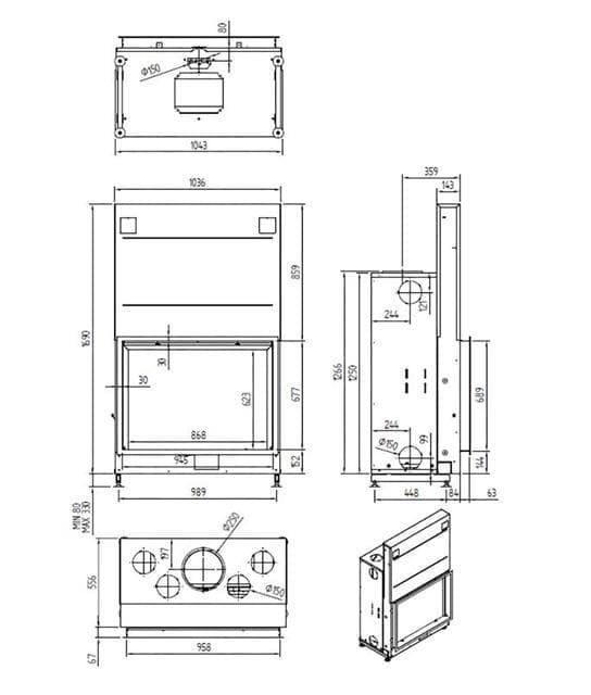 Chimenea de leña Argento 1050 V Premium (frontal) - Imagen 2