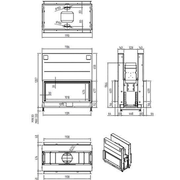 Chimenea de leña Argento 1200 DH Basic (doble cara) - Imagen 2
