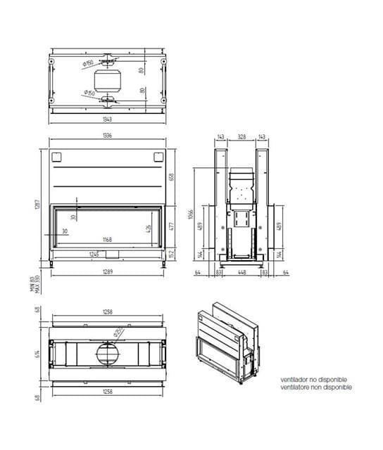 Chimenea de leña Argento 1350 DH Basic (doble cara) - Imagen 2