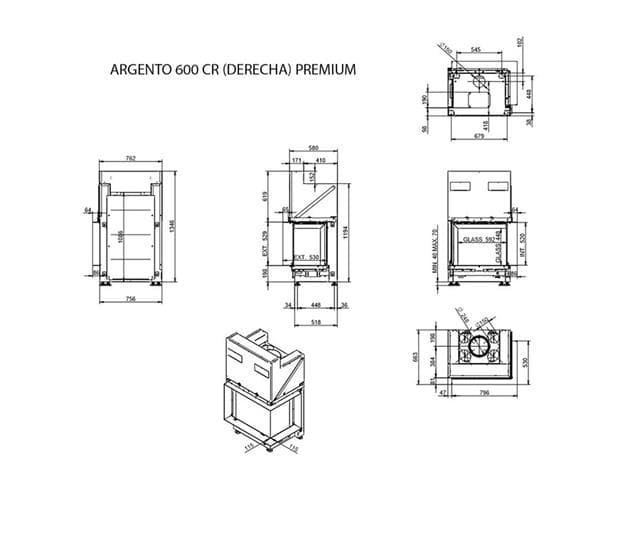 Chimenea de leña Argento 660 CL/CR Basic (Esquinero) - Imagen 2