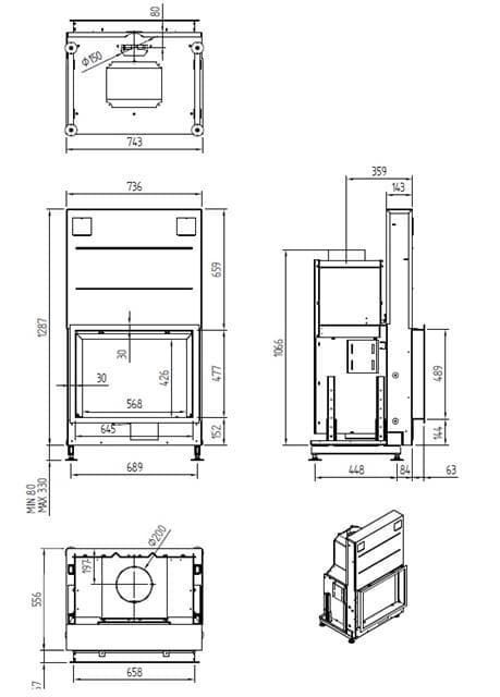 Chimenea de leña Argento 750 H Basic (frontal) - Imagen 2