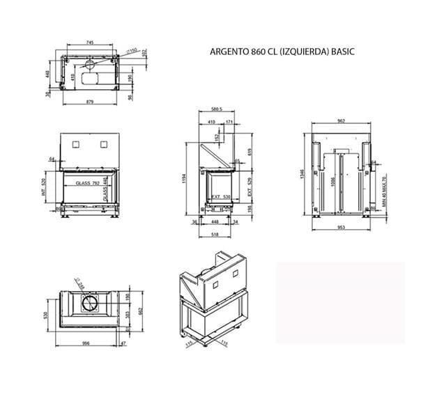 Chimenea de leña Argento 860 CL/CR Basic (esquinero) - Imagen 3