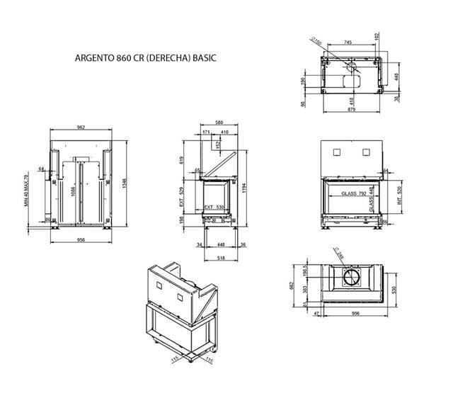 Chimenea de leña Argento 860 CL/CR Basic (esquinero) - Imagen 4