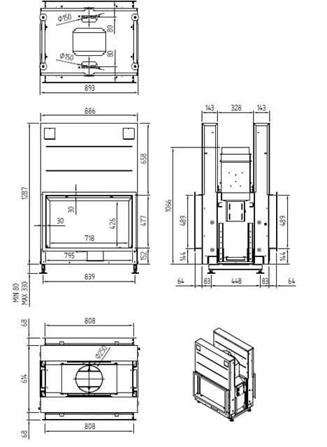 Chimenea de leña Argento 900 DH Basic (doble cara) - Imagen 2