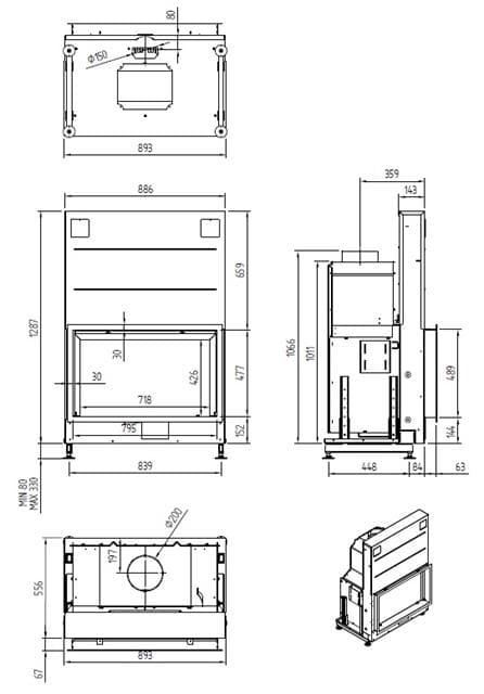 Chimenea de leña Argento 900 H Basic (frontal) - Imagen 2