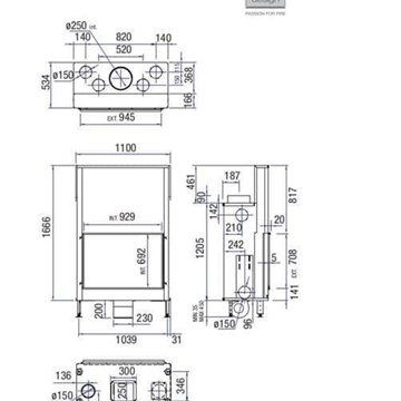 Chimenea de leña Luna Diamond 1000 V (frontal) - Imagen 2