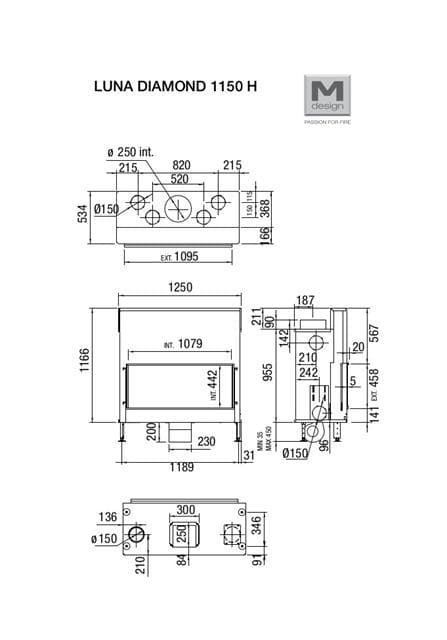 Chimenea de leña Luna Diamond 1150 H (frontal) - Imagen 3