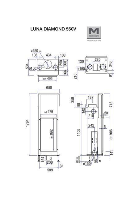 Chimenea de leña Luna Diamond 550 V (frontal) - Imagen 3