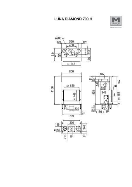 Chimenea de leña Luna Diamond 700 H (frontal) - Imagen 2