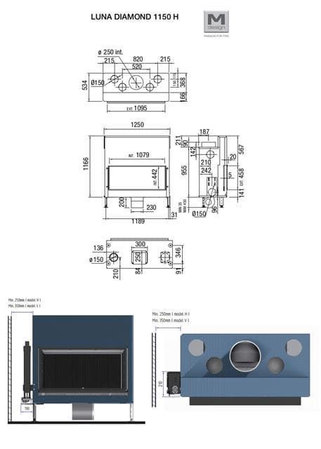 Chimenea de leña Luna Diamond Plus 1150 H (frontal) - Imagen 2