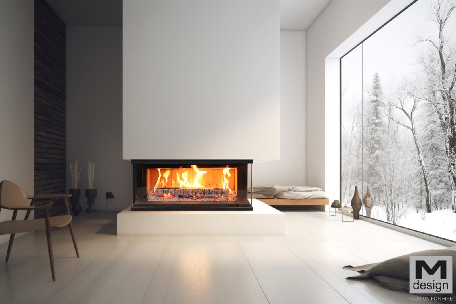 Chimenea de leña M Design Venus 850 V23 3 caras - Imagen 1