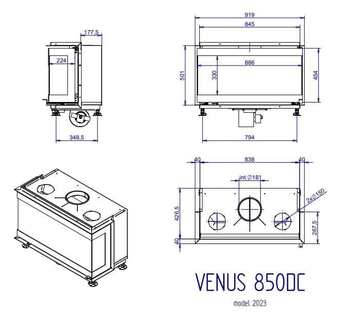 Chimenea de leña M Design Venus 850 V23 3 caras - Imagen 2