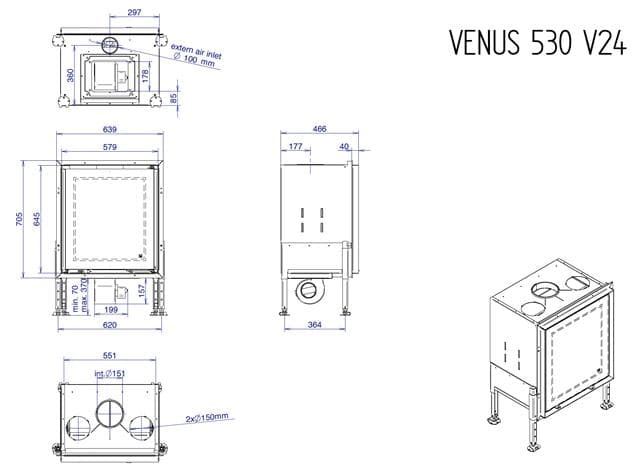 Chimenea de leña Venus 530 v23 frontal - Imagen 3