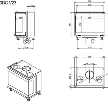 Chimenea de leña Venus 630 v23 3 caras - Imagen 2