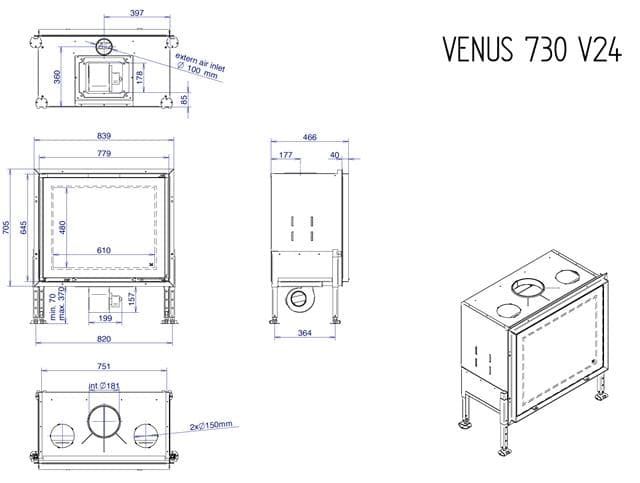 Chimenea de leña Venus 730 v23 (frontal) - Imagen 4
