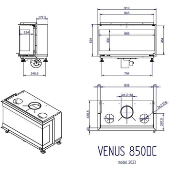 Chimenea de leña Venus 850 v23 3 caras - Imagen 2