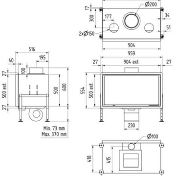 Chimenea de leña Venus 850 v23 (frontal) - Imagen 2