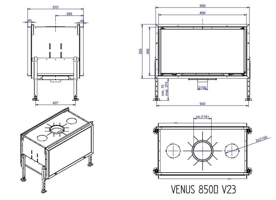 Chimenea de leña Venus 850D v23  (doble cara) - Imagen 3