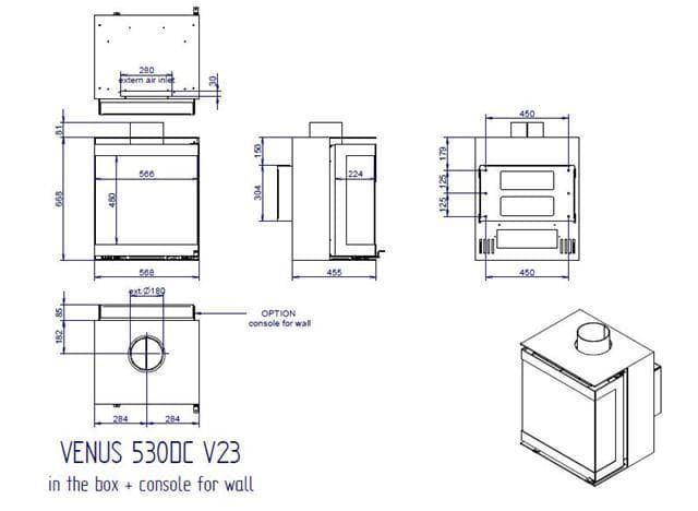 Chimenea de leña Venus in the Box 530 - 3 caras - Imagen 3