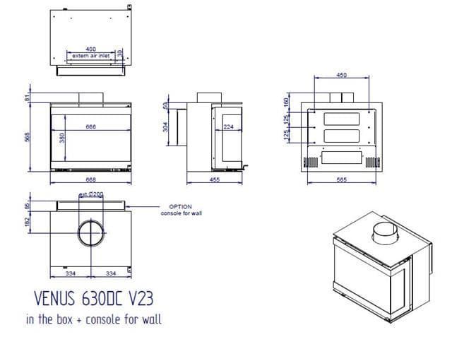 Chimenea de leña Venus in the Box 630 - 3 caras - Imagen 3