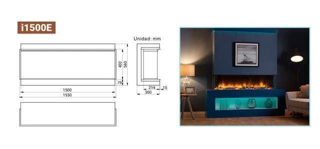 Chimenea eléctrica llama óptica Charlton&Jenrick i1500E smart App - Imagen 3