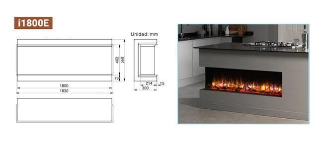 Chimenea eléctrica llama óptica Charlton&Jenrick i1800E - Imagen 2
