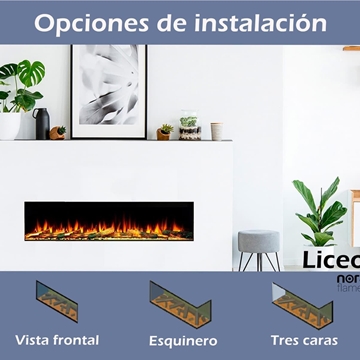 Chimenea eléctrica NoraFlames Liceo 120 con troncos iluminados - Imagen 2