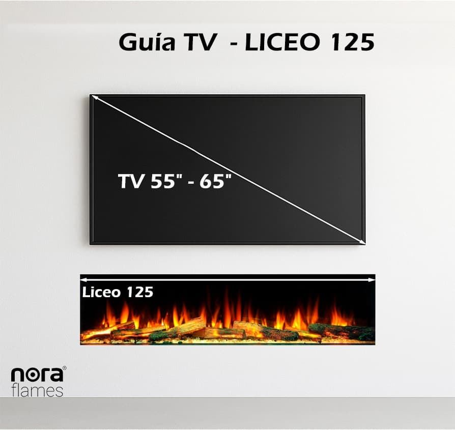 Chimenea eléctrica NoraFlames Liceo 120 con troncos iluminados - Imagen 4
