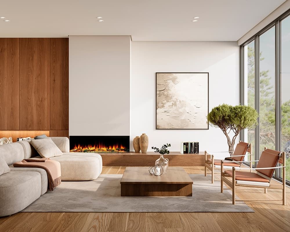 Chimenea eléctrica NoraFlames Liceo 150 con troncos iluminados - Imagen 1