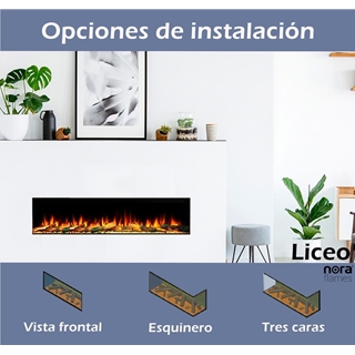 Chimenea eléctrica NoraFlames Liceo 150 con troncos iluminados - Imagen 2