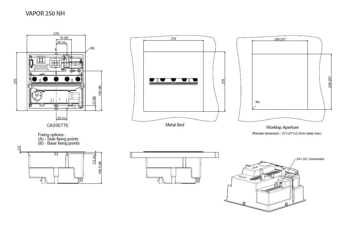 Chimenea electrica Vapor 250 NH LED sin efecto - Vapor Seco