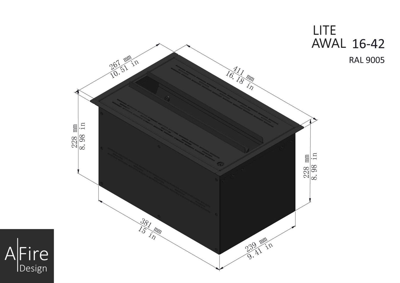 Chimenea eléctrica vapor Afire LITE AWL 16-42 - Imagen 4