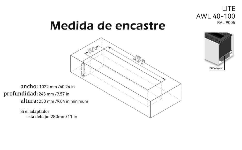 Chimenea eléctrica vapor Afire LITE AWL 40-100 - Imagen 5