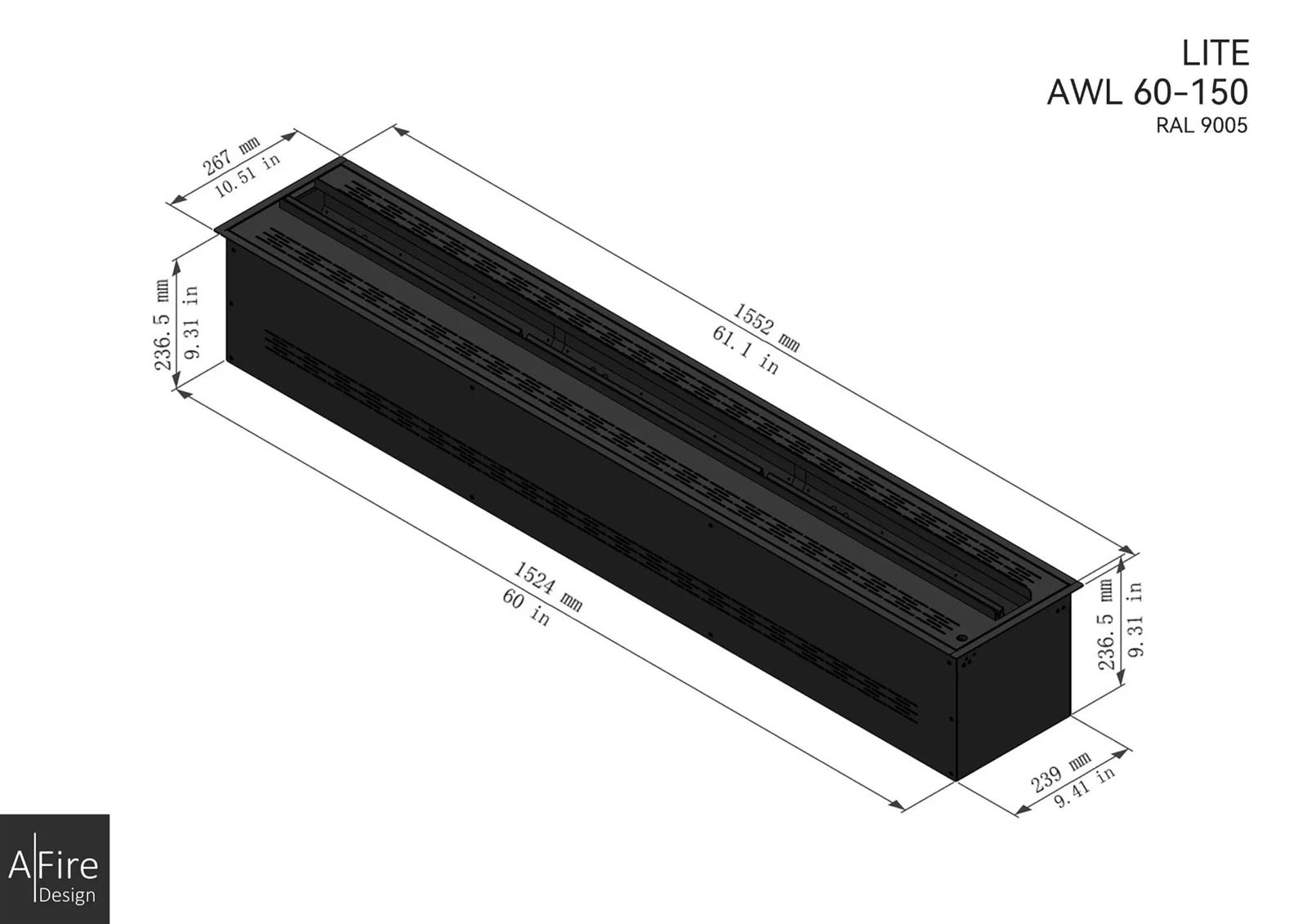Chimenea eléctrica vapor Afire LITE AWL 60-150 - Imagen 4