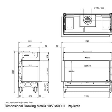 Chimenea gas Faber Matrix Hybrid 1050/500 II (Esquinera) - Imagen 2