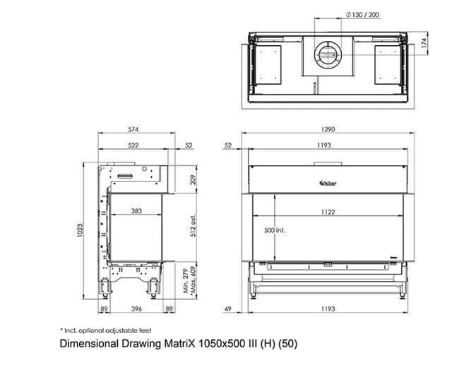 Chimenea gas Faber Matrix Hybrid 1050/500 III (Doble Corner) - Imagen 2