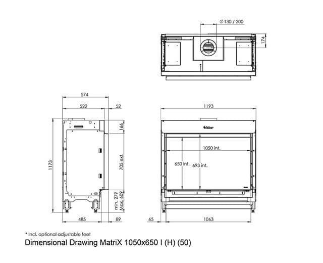 Chimenea gas Faber Matrix Hybrid 1050/650 I (Frontal) - Imagen 2