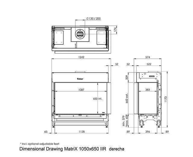 Chimenea gas Faber Matrix Hybrid 1050/650 II (Esquinera) - Imagen 3