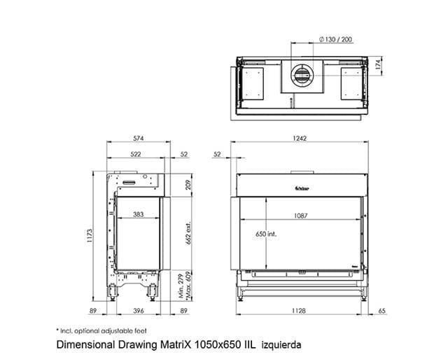 Chimenea gas Faber Matrix Hybrid 1050/650 II (Esquinera) - Imagen 4