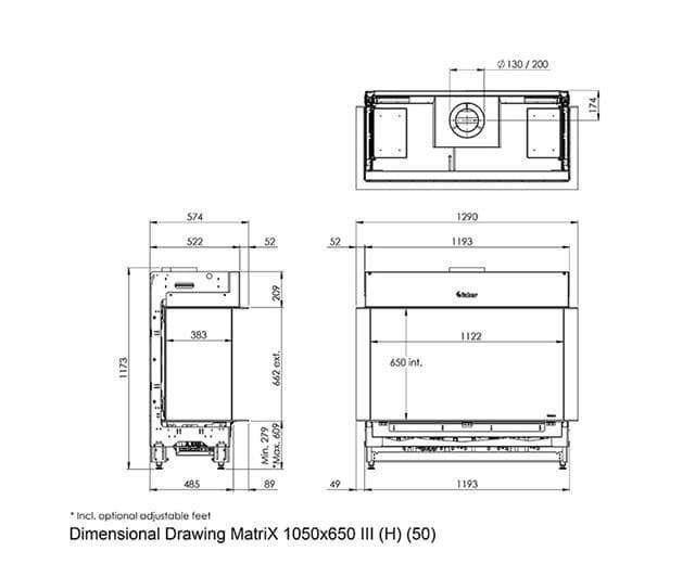 Chimenea gas Faber Matrix Hybrid 1050/650 III (Doble Corner) - Imagen 3