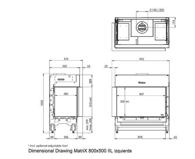 Chimenea gas Faber Matrix Hybrid 800/500 II (Esquinera) - Imagen 4