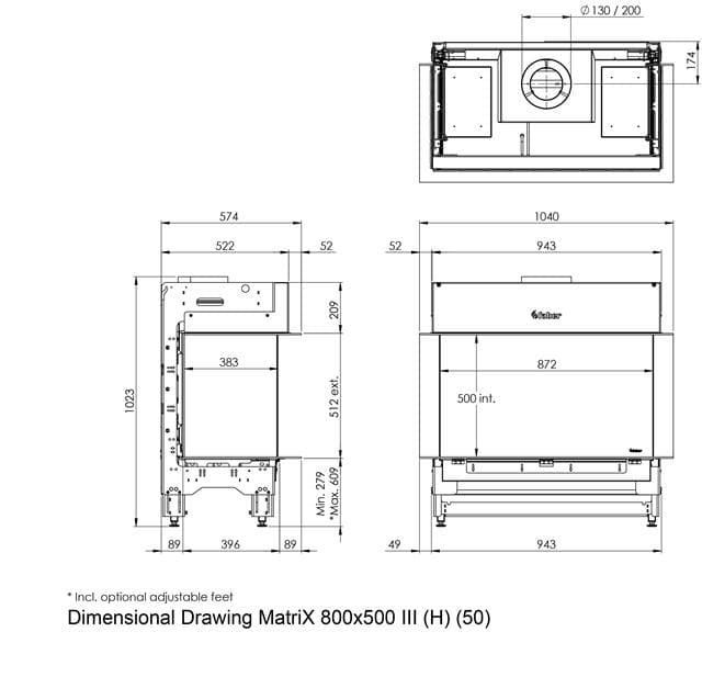 Chimenea gas Faber Matrix Hybrid 800/500 III (Doble Corner) - Imagen 2