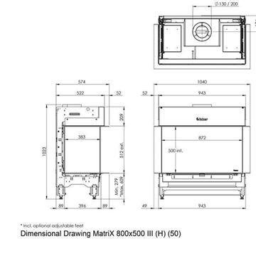 Chimenea gas Faber Matrix Hybrid 800/500 III (Doble Corner) - Imagen 2