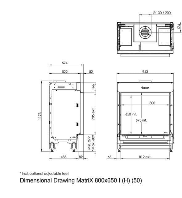 Chimenea gas Faber Matrix Hybrid 800/650 I (Frontal) - Imagen 2