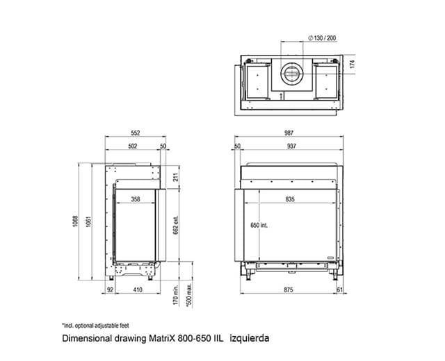 Chimenea gas Faber Matrix Hybrid 800/650 II (Esquinera) - Imagen 2