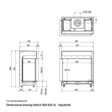 Chimenea gas Faber Matrix Hybrid 800/650 II (Esquinera) - Imagen 2